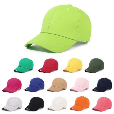 Stock Solid Color Cotton 6-Panel Baseball Cap w/ D-Ring