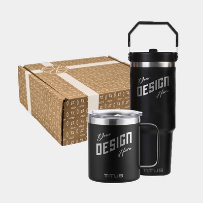 TiTUS® 30 oz Flip Straw Tumbler & 12 oz Insulated Mug Premium Gift Set