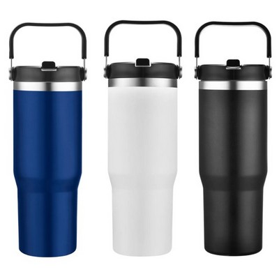 30 Oz. Mannitok® Thermos Tumbler with Carry Handle & Flip Straw