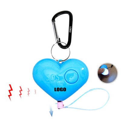 Carabiner Heart Safety Alarm Keychain w/LED Light