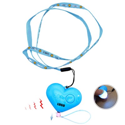 Heart Shaped Safety Alarm Keychain with LED Light